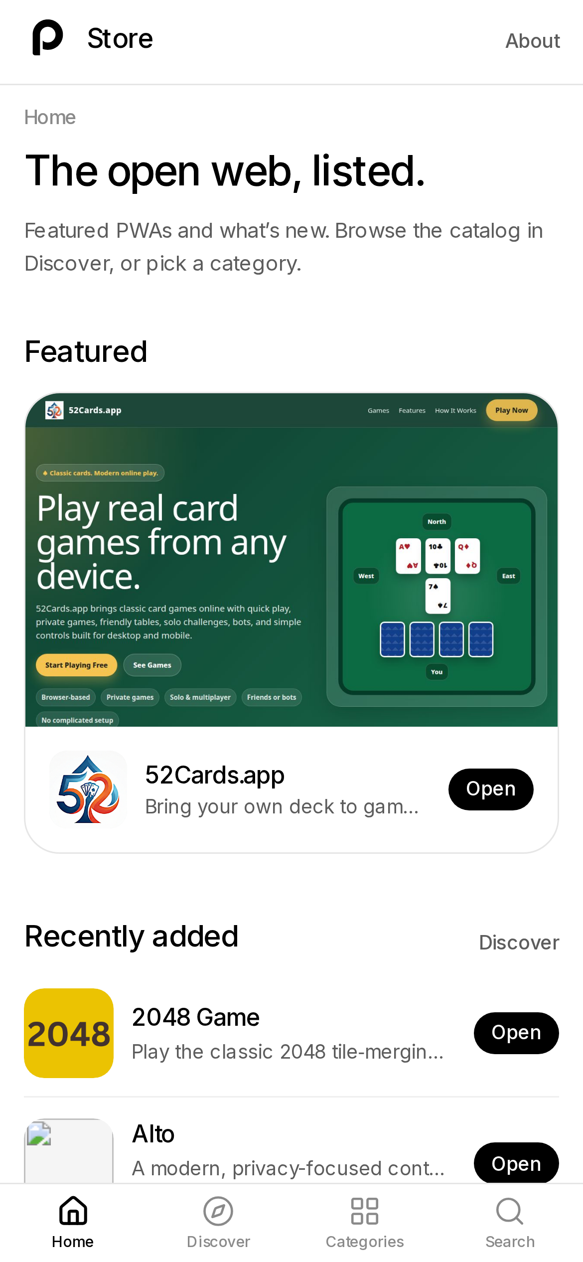 Home — featured PWAs and what’s new